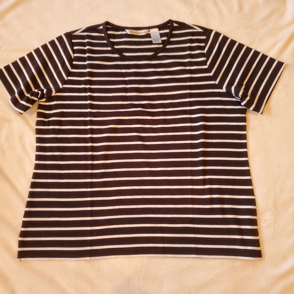 Draper&Damon's Blk/Wht Stripe Jewel Neck Tee NWOT